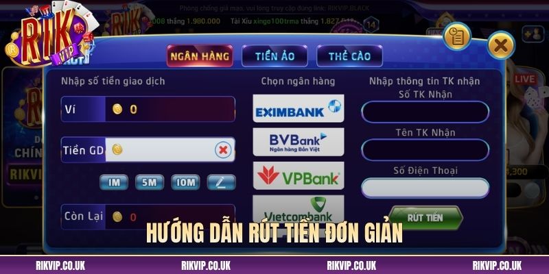 Hướng dẫn rút tiền đơn giản
